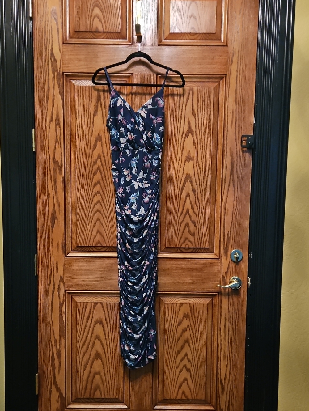 VENUS Navy Floral Ruched Maxi Dress